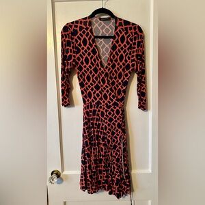 Hourglass Lilly Navy and Orange Geometric Dress